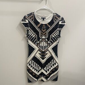Express Black and White Geometric Mini Dress